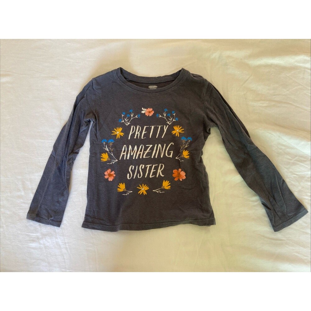4T Old Navy girl clothes - 1 piece long sleeved shirt | nature and sister theme